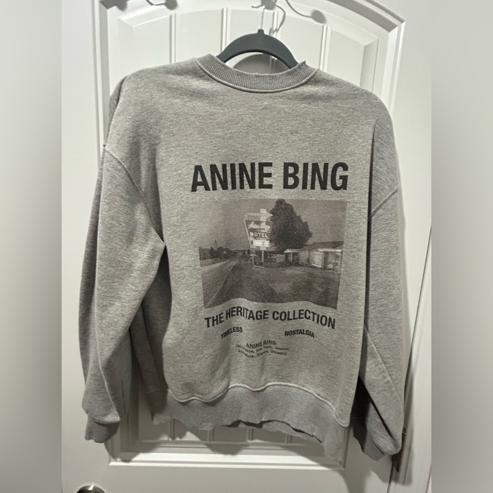 Anine Bing distressed grey sweatshirt XS EUC